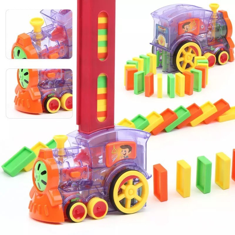 MWN Mainan Anak Edukasi Domino Train 80 pcs Kereta Penyusun Domino BY-4003