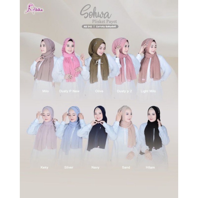 PASMINA SOHWA PLISKET PAYET BY ABIKA HIJAB AB 542
