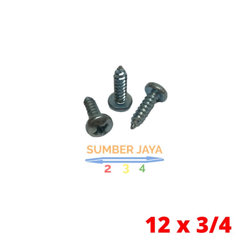 Baut TPJP 12 x 3/4 putih  / Skrup TPJP 12 x 3/4 TERMURAH