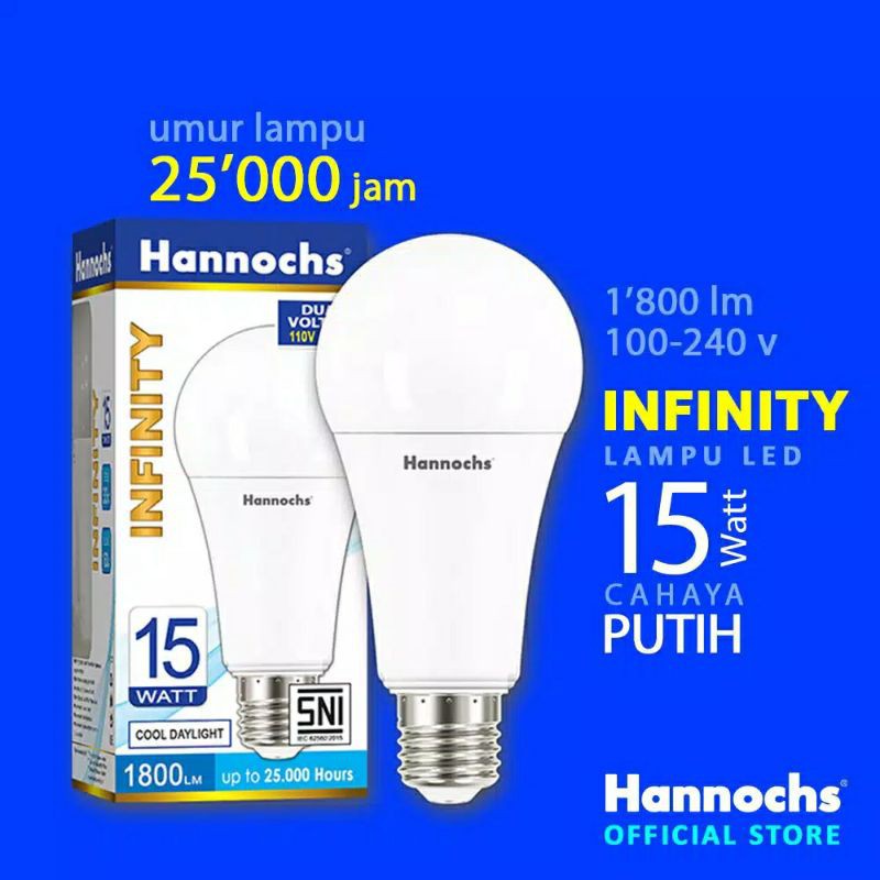 Hannochs Lampu LED Infinity 15W 15 watt cahaya Putih cool daylight 6500K