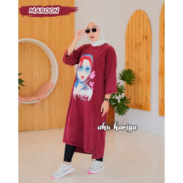 Midi Dress Terbaru Murah Kekinian Kaos "Hijab" Original by Aku Karissa