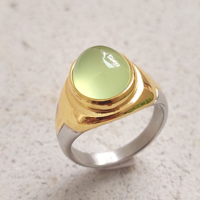 Cincin Batu Akik Natural Anggur Hijau Original