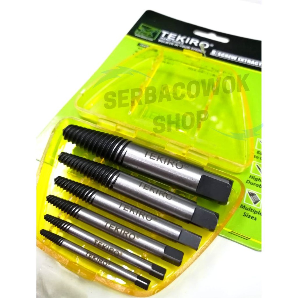 Tekiro Tap Balik Set 6 Pcs Screwdriver Extractor Set Buka Baut Rusak Termurah Berkualitas