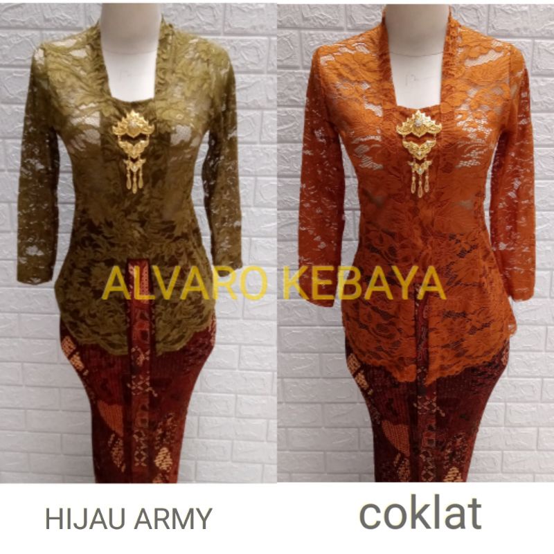 setelan kebaya brokat halus strait kutubaru jadi brukat stretch modern set baju tradisional jawa kondangan motif batik real pict murah ready stock