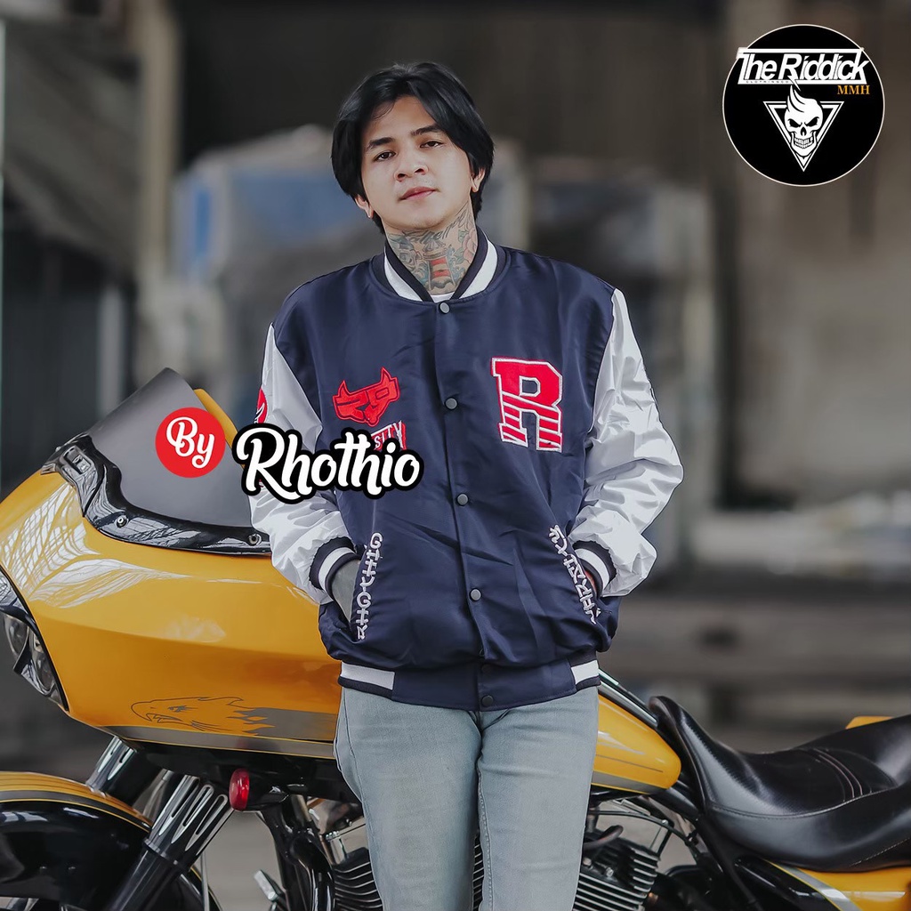 Varsity Rhothio Full Bordir | Jaket Bomber Varsity Jacket Vintage Baseball Oversize Jumbo Original The Riddick