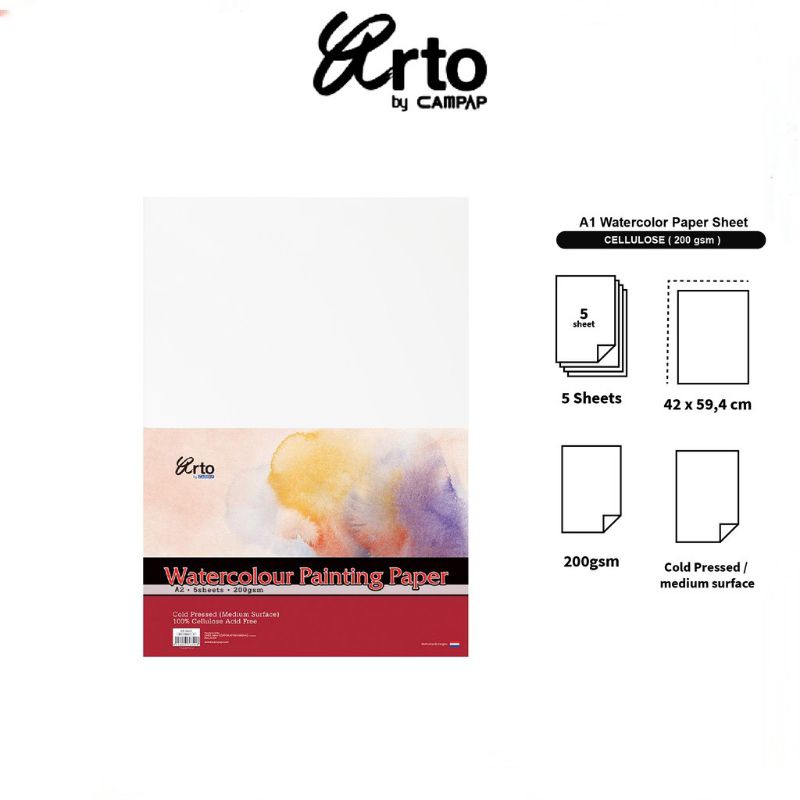 

ARTO A2 WATERCOLOR PAPER SHEET KERTAS GAMBAR KHUSUS LUKIS CAT AIR