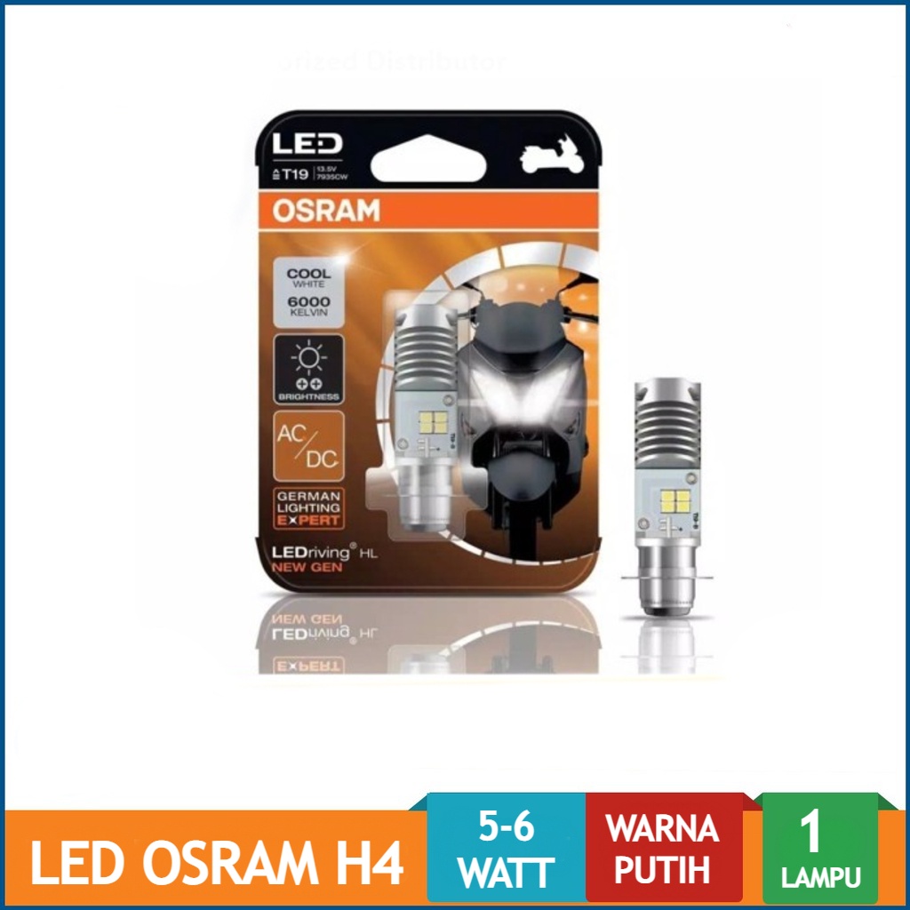 osram original lampu depan led motor xeon, revo, spacy, astrea, grand, beat ac/dc plug and play