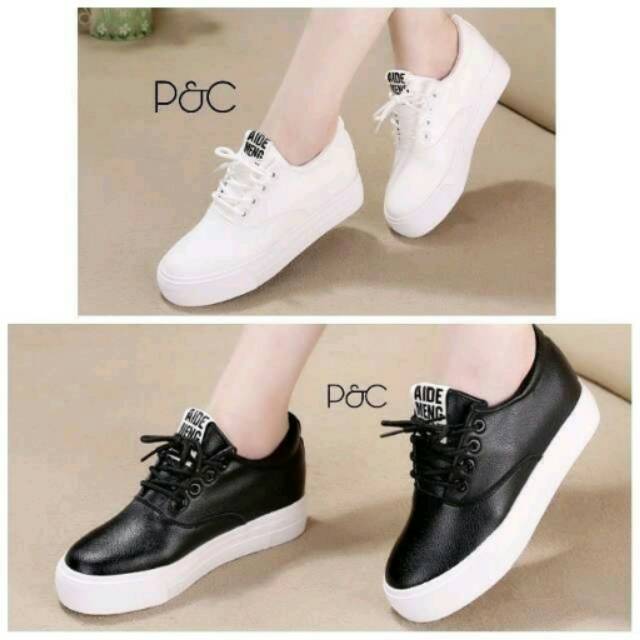 Sepatu sneakers kets cats kulit tali wanita cewek cewe murah