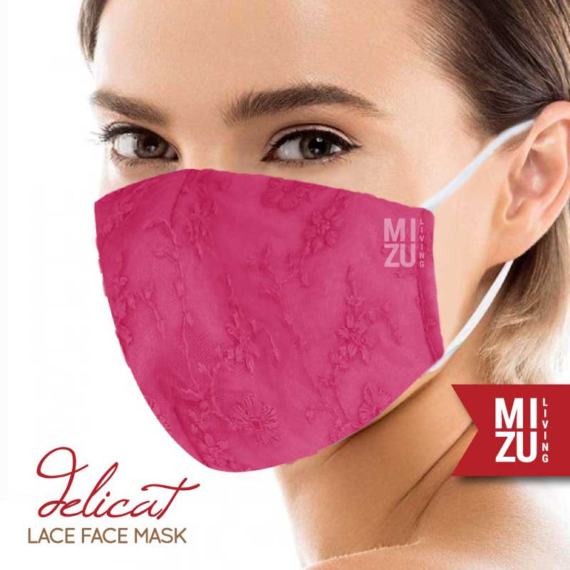 [SALE] MIZU DELICAT Lace Face Mask Embroidery Masker Renda Kain Organza Bordir 3Ply Cuci REUSABLE