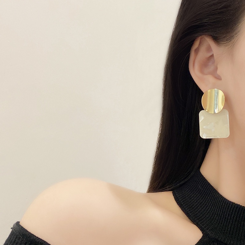 Anting Bentuk Geometris Bahan Akrilik Metal Untuk Wanita