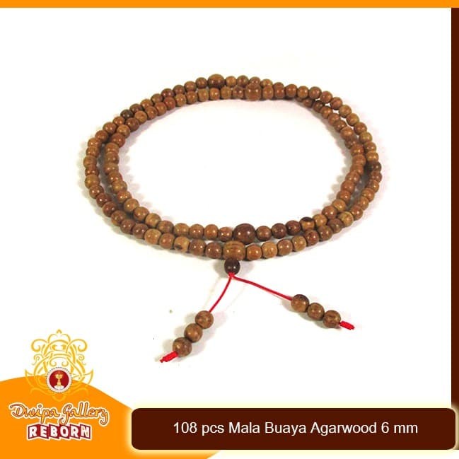 Tasbih / Mala Buddha 108 Gaharu Buaya / Agarwood 6 mm