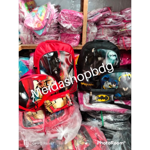 TAS RANSEL TROLY BANYAK BONUSNYA Paket Hemat Kumplit Tas dorong Anak sekolah