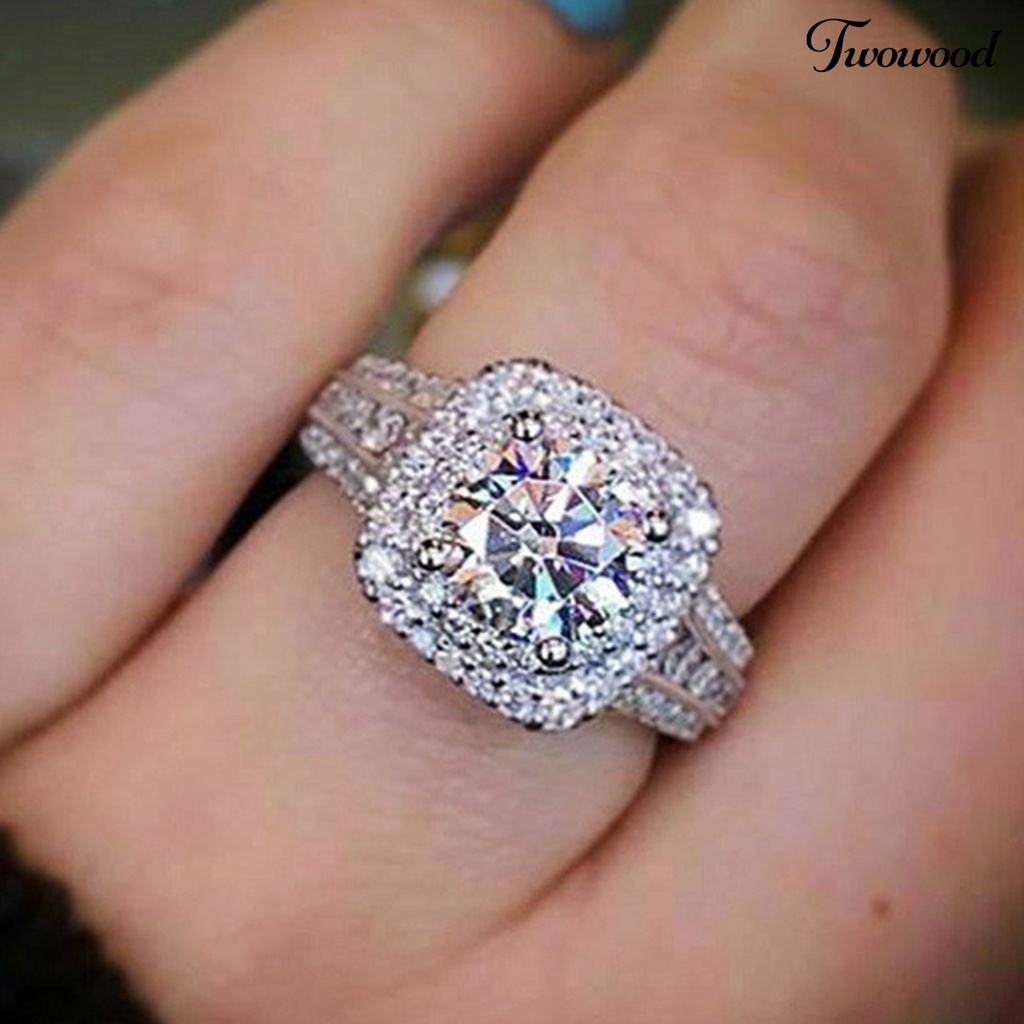 Cincin Berlian Imitasi Model Double Layer Untuk Wanita