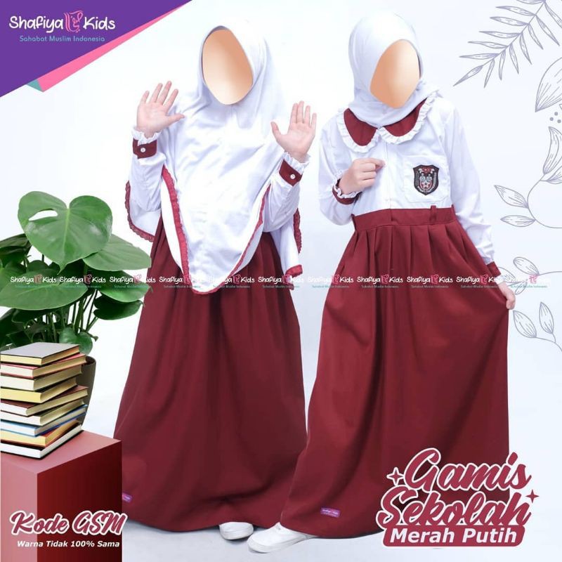 Gamis Seragam Sekolah Pramuka SD anak perempuan Merah Putih dan Pramuka, Hitam Putih, Hijau Putih, P