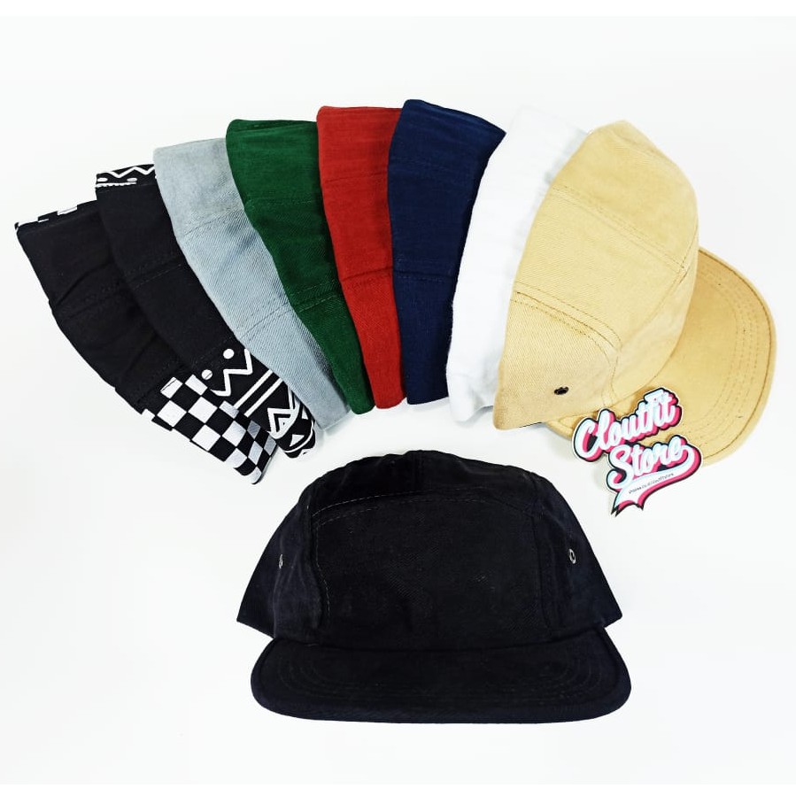 Topi Snapback Five Panel Basic Polos 5 Panels Motif Kanvas Catur Zebra Leopard Houndstooth Motif