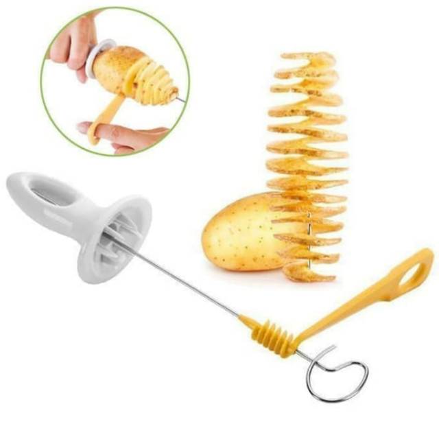 Alat pemotong kentang tornado potato spiral cutter slicer korea snack peralatam ilir ulir makanan
