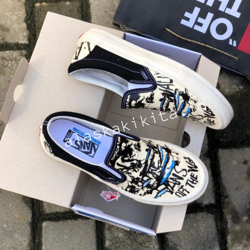 Sepatu Slip On Steadmen Fish Blue Tuna Kualitas BNIB / Vans Slip On OG Pria Wanita