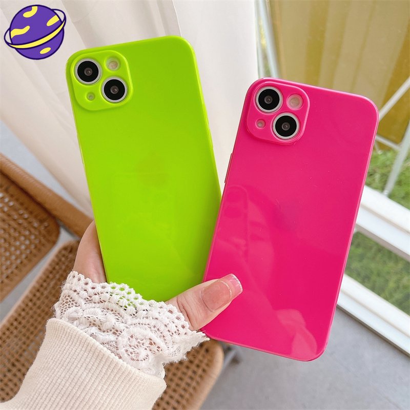 Case Bahan TPU Warna Permen Glossy Untuk iPhone 14 13 12 11 Pro X XS MAX XR SE2020 7 8 Plus