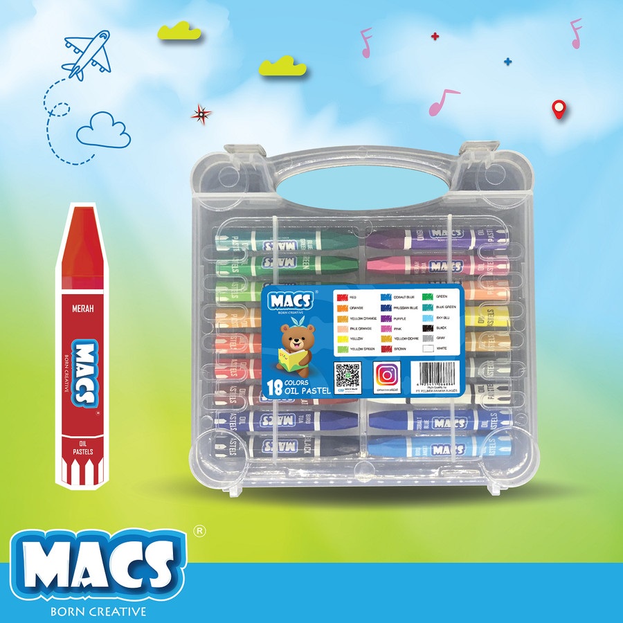 Krayon warna MACS Crayon Oil pastel 18 color