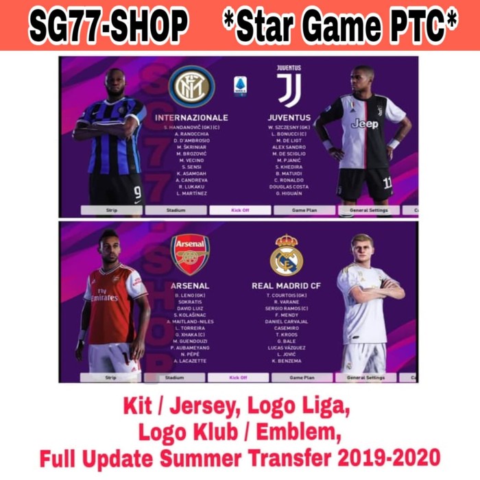 Kits Emblem Logo Klub Patch Option File Efootball PES 2020 PES 20 PS4