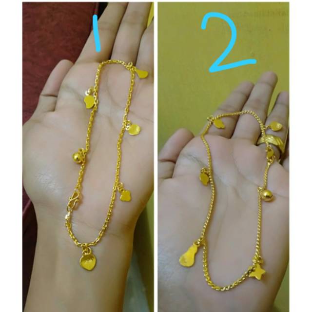 Gelang kaki lapis emas 24 karat