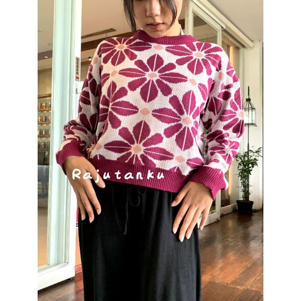 ANGGIE BLOUSE CROP MOTIF BUANGA