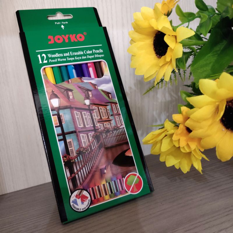 

pensil warna Joyko isi 12 bisa dihapus erasable color pencils
