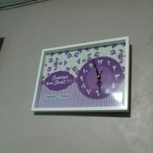 Custom Hiasan Jam Dinding Shabby Chic Ungu Untuk Kado Pernikahan Uk 30x40