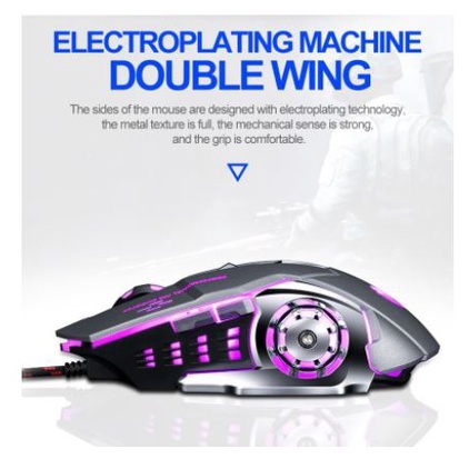 Mouse gaming t-wolf wired usb 2.0 optical 3200dpi macro led for pc laptop v-6 - twolf v6