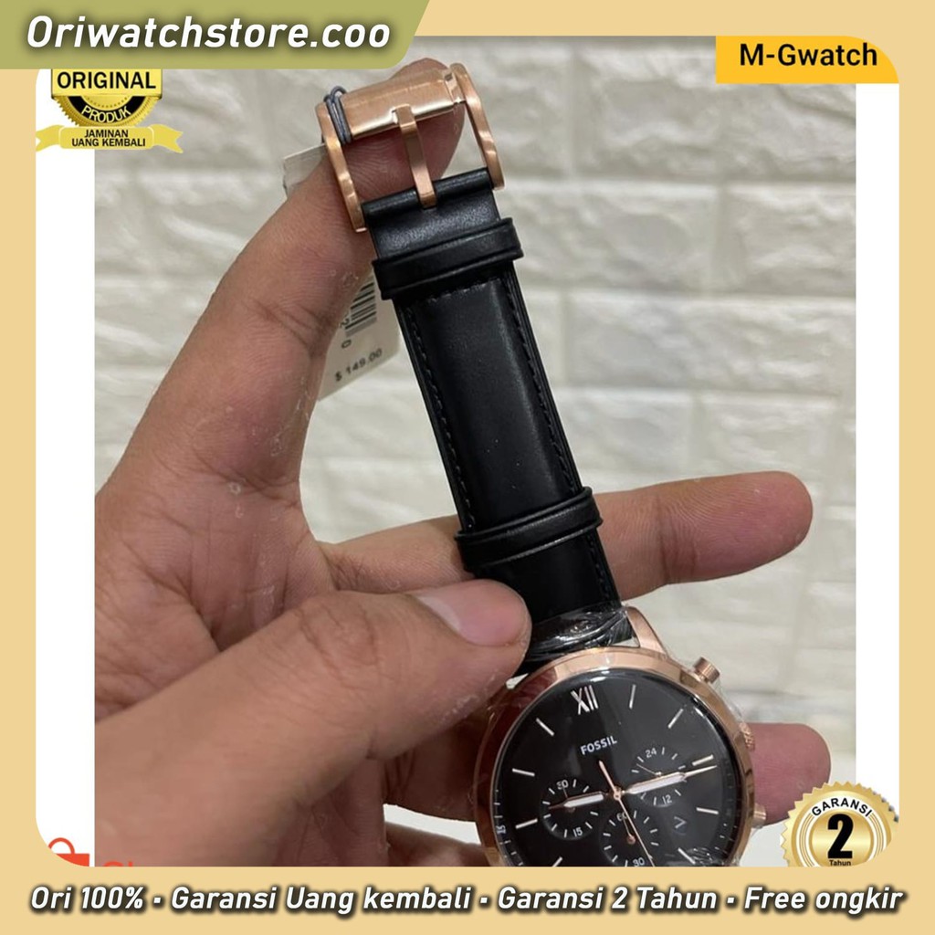 TERLARIS FS 5381 JAM TANGAN PRIA FOSSIL ORI BATERAI STRAP LEATHER SIZE 44 MM BOX ORI