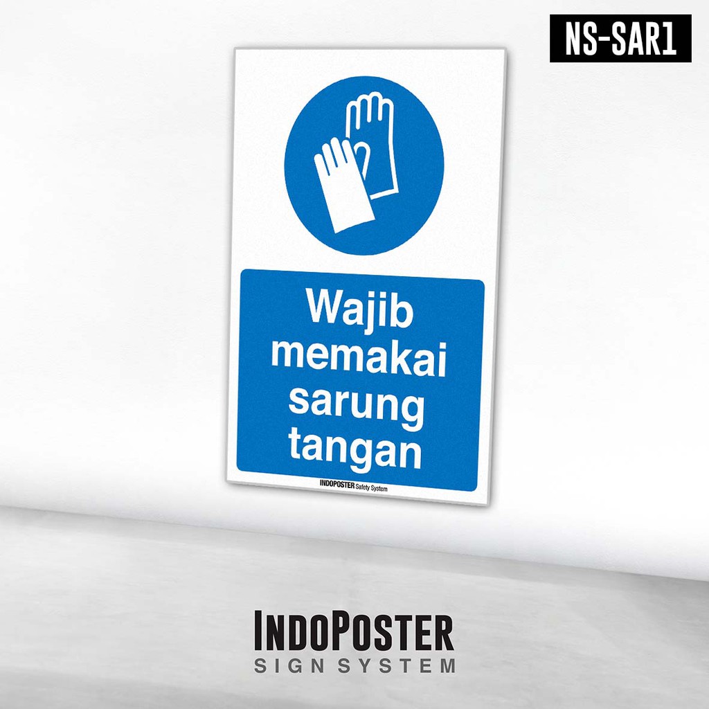 

Stiker Safety Sign Rambu K3 Wajib Memakai Sarung Tangan Gloves