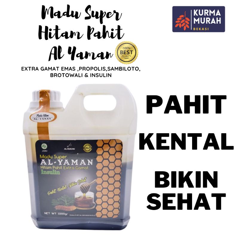 Madu Super Hitam Pahit Al Yaman 1KG Extra Gamat Madu Herbal Diabetes dan Imun