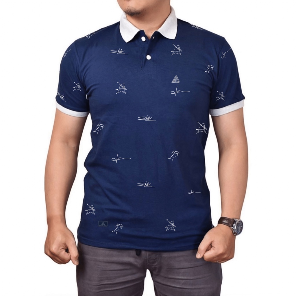 Skdnv Polo Shirt Pola Warna Premium Kaos kerah Polo Pria Lengan Pendek Printing Navy series