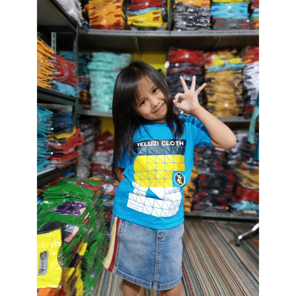 Kaos Baju Atasan anak oblong karakter Doraemon Biru yeluzi