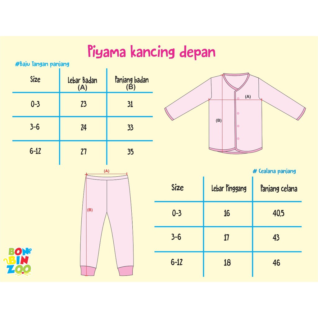 Setelan Panjang Bonbinzoo SNI 0-3 / 3-6 / 6-12m CBKS