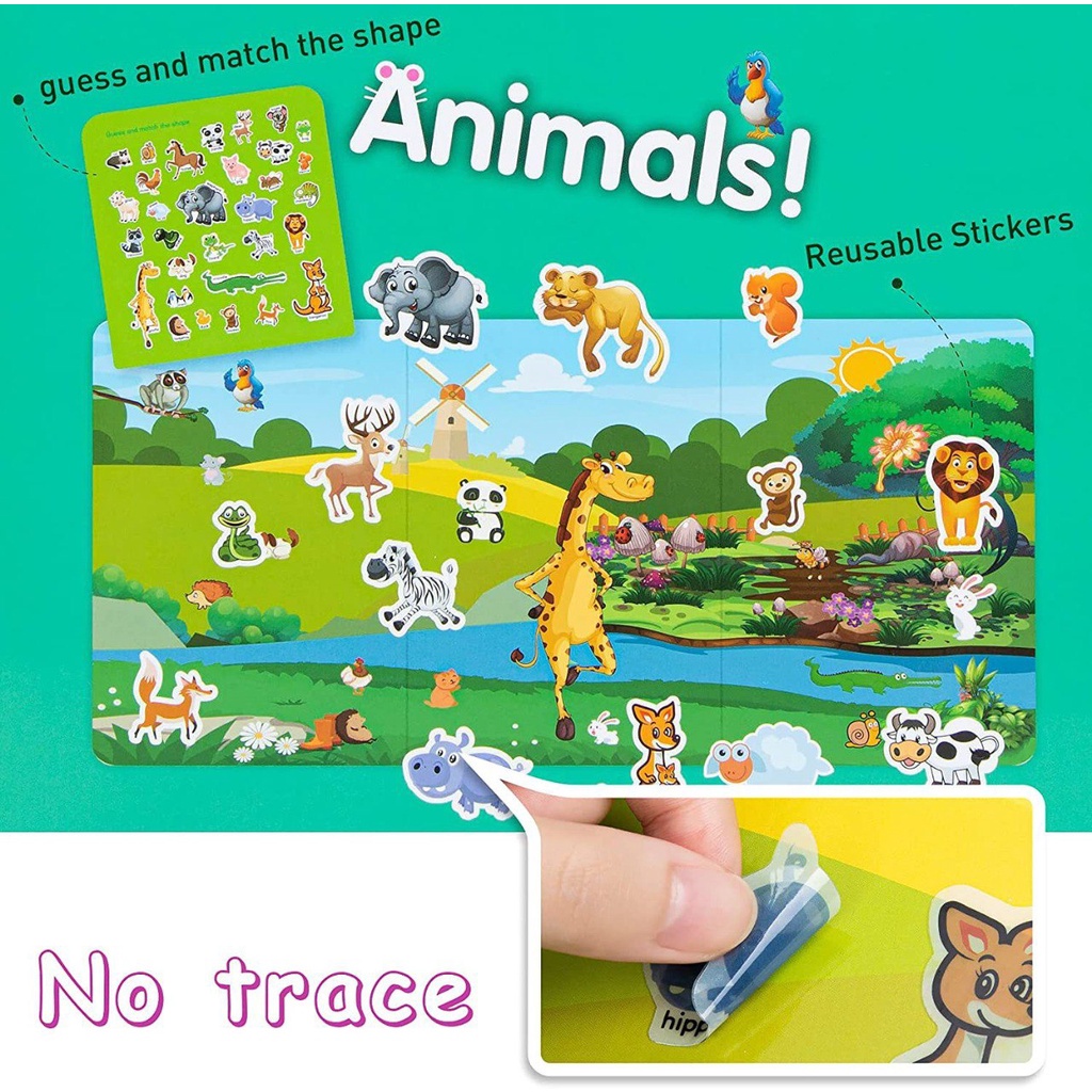 

tyvf Reusable First Sticker Book Mainan Buku Album Stiker Anak Tempel Ulang