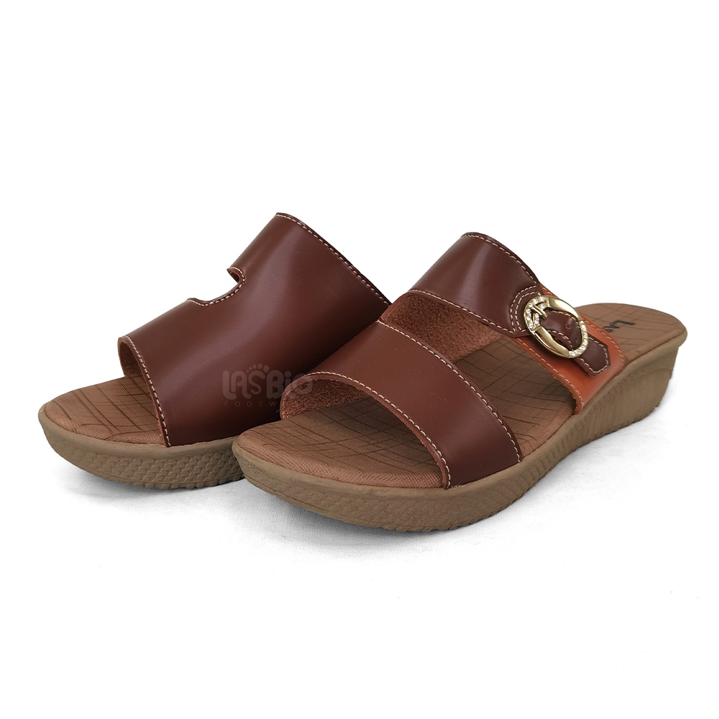 Sandal Selop Wedges Kasual Wanita Lasbio HO05