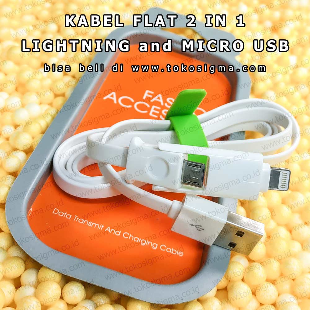 KABEL FLAT 2 IN 1 LIGHTNING iphone ipad and MICRO USB smartphone