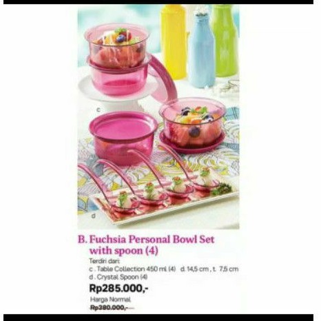 fuchsia personal bowl 4pcs n sendok