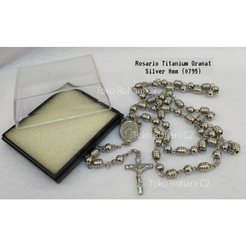 Rosario Titanium Granat Silver 8mm (0795) - Rosario Rohani