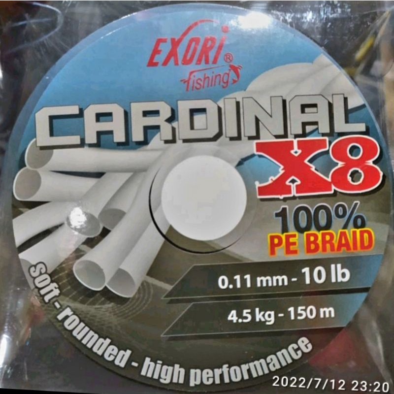 Senar PE Cardinal X8 150m EXORI 100% PE Braid SOFT ROUNDED HIGH PERFORMANCE