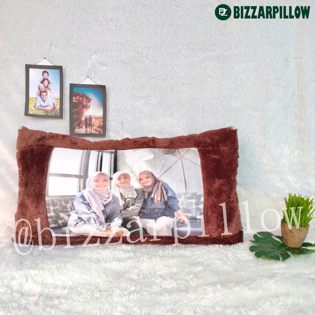 Bizzarpillow Bantal Foto Cinta Custom Bulu Rasfur 80x40cm 1 HARI JADI !! BZ017