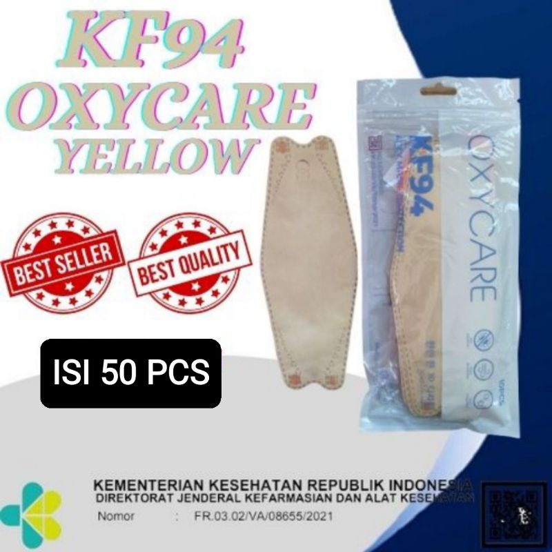 Masker Kf94 isi 50pcs 4ply High Quality Bahan Nyaman dan Lembut Semarang-KF94 50 PCS LEMON