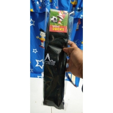 kaos kaki BOLA ( 1 lusin 12 pasang ) merk TENSIO  hitam POLOS panjang sepaha gambar 100% hasil japretan sendiri