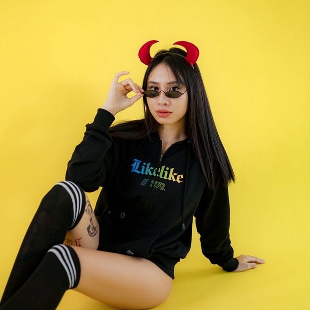 LIKELIKE JACKET HOODIE // HD LK OLR BLK