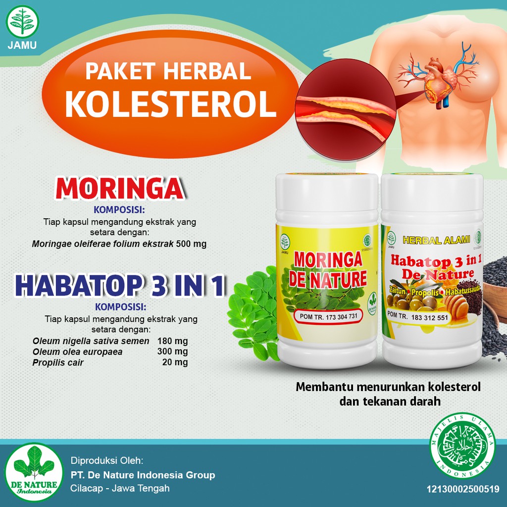 

OBAT HERBAL KOLESTEROL LEMAK DARAH- DARAH TINGGI HIPERTENSI- MAAG - MORINGA HABATOP 3 IN 1 DE NATURE