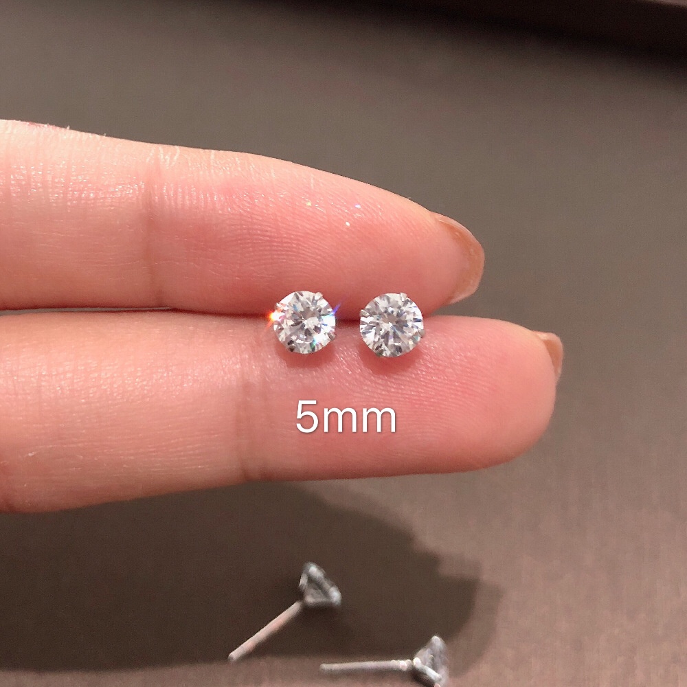 Anting Tusuk Sterling Silver 925 Dengan Batu Zircon Klasik Untuk Wanita