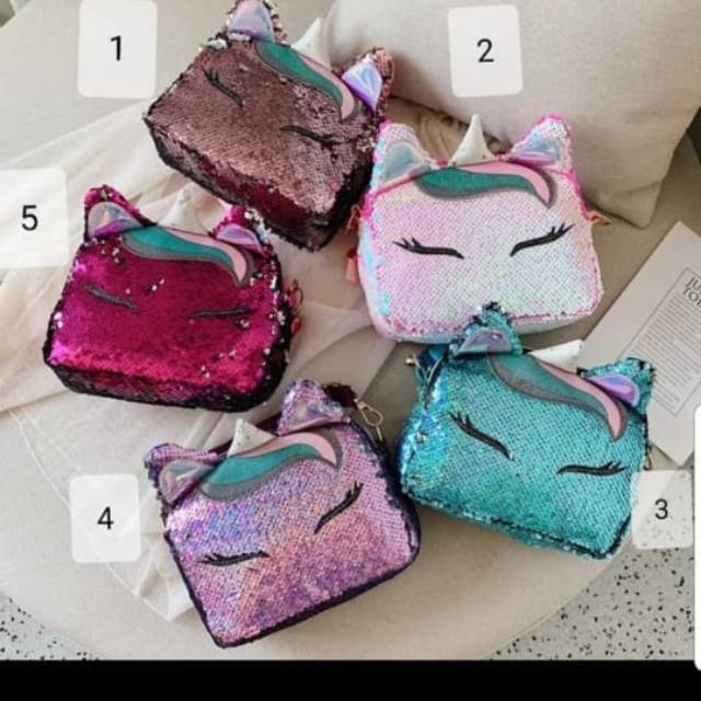 Tas unicorn Sequin model slempang import Berkualitas