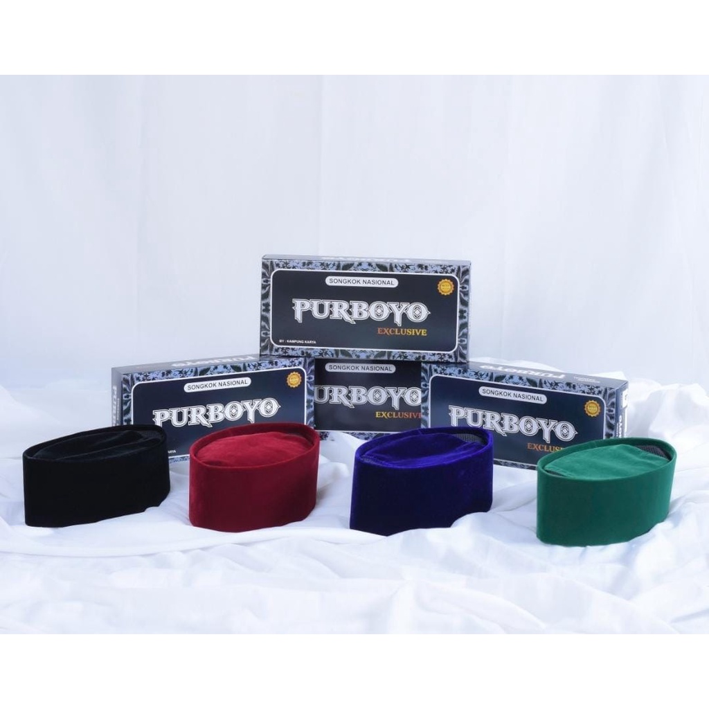 Tinggi 10 Peci/Songkok Purboyo Warna Merah Maroon, Biru Navi, Hijau dan Hitam Berbulu Tebal dan Halu
