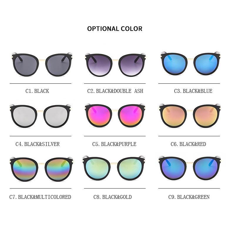 Putaran Ulzzang Style Mode Cermin Sunglasses Wanita Desainer Korea Daftar Baru Kacamata Matahari Anti UV400